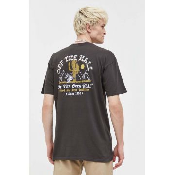 Vans tricou din bumbac culoarea gri, cu imprimeu