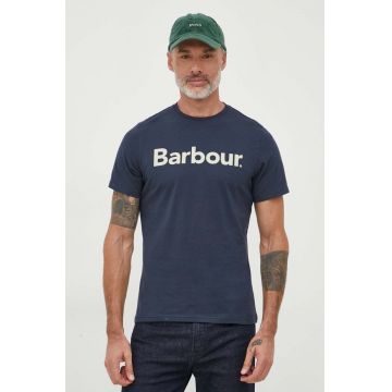 Barbour tricou din bumbac culoarea albastru marin, cu imprimeu