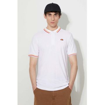 Ellesse polo de bumbac culoarea alb, neted SHR18077-WHITE