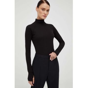 G-Star Raw longsleeve din bumbac culoarea negru, cu turtleneck