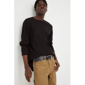 G-Star Raw longsleeve din bumbac culoarea negru, neted