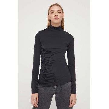 HUGO longsleeve femei, culoarea negru, cu turtleneck