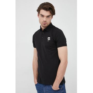 Karl Lagerfeld tricou polo bărbați, culoarea negru, cu imprimeu 500221.745022