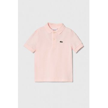 Lacoste polo de bumbac culoarea roz, cu guler