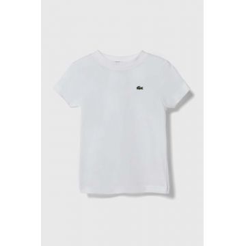 Lacoste tricou de bumbac pentru copii culoarea alb, neted