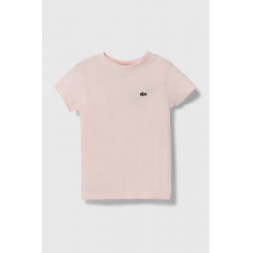 Lacoste tricou de bumbac pentru copii culoarea roz