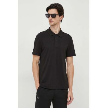 Lacoste tricou polo barbati, culoarea negru, neted