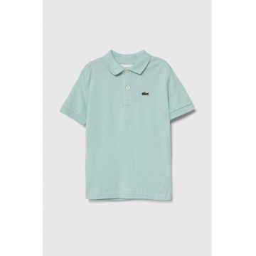 Lacoste tricouri polo din bumbac pentru copii culoarea turcoaz, neted