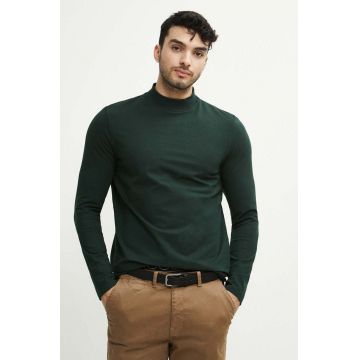 Medicine longsleeve barbati, culoarea verde, neted