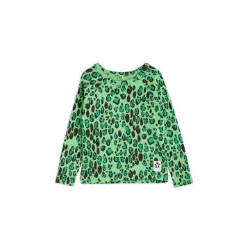 Mini Rodini longsleeve din bumbac pentru copii culoarea verde, modelator