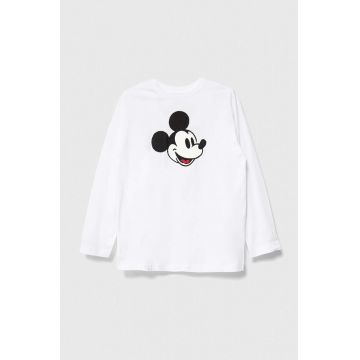 United Colors of Benetton longsleeve din bumbac pentru copii x Disney culoarea alb, cu imprimeu