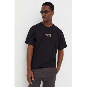 Vans tricou din bumbac culoarea negru, cu imprimeu