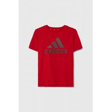 adidas tricou de bumbac pentru copii culoarea rosu, cu imprimeu