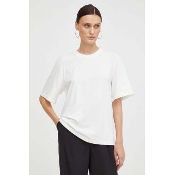 By Malene Birger tricou din bumbac culoarea bej