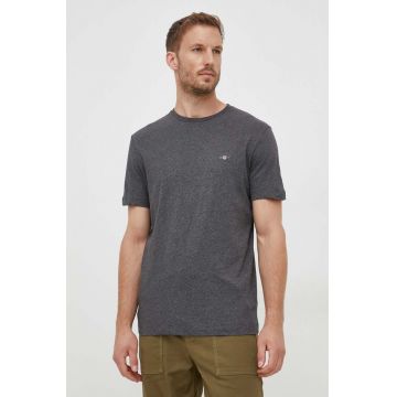 Gant tricou din bumbac culoarea gri, neted