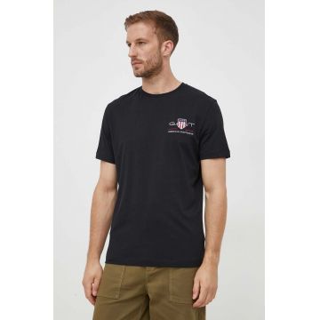 Gant tricou din bumbac culoarea negru, cu imprimeu