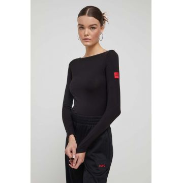 HUGO longsleeve lounge culoarea negru