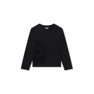 Karl Lagerfeld longsleeve din bumbac pentru copii culoarea negru, cu imprimeu