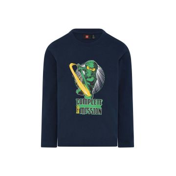 Lego longsleeve din bumbac pentru copii culoarea albastru marin, cu imprimeu