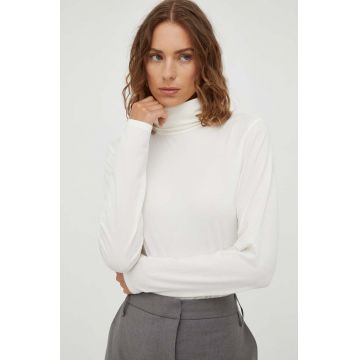 Marc O'Polo longsleeve femei, culoarea bej, cu guler