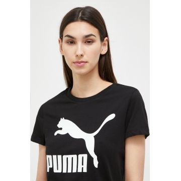 Puma tricou din bumbac culoarea negru