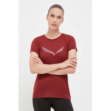 Salewa tricou sport Solidlogo culoarea bordo