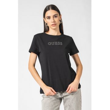 Tricou cu logo cu strasuri pentru fitness