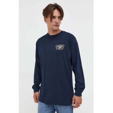 Vans longsleeve din bumbac culoarea albastru marin, cu imprimeu