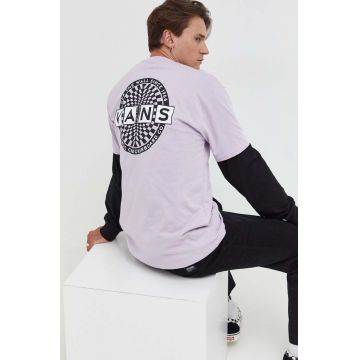 Vans tricou din bumbac culoarea violet, cu imprimeu