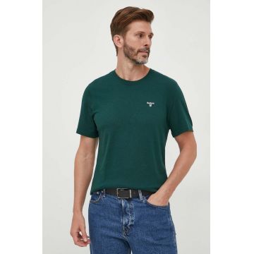 Barbour tricou din bumbac culoarea verde, neted