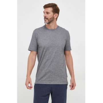 BOSS tricou din bumbac culoarea gri, neted