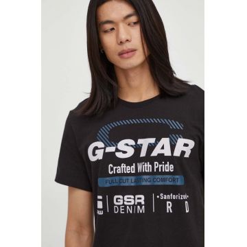 G-Star Raw tricou din bumbac culoarea negru, cu imprimeu