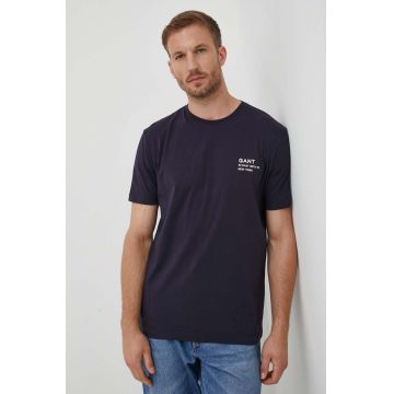 Gant tricou din bumbac culoarea albastru marin, cu imprimeu