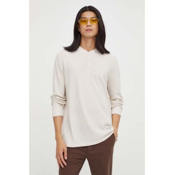 Levi's longsleeve barbati, culoarea bej, neted