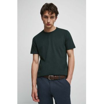 Medicine tricou din bumbac culoarea verde, neted