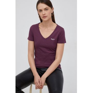 Pepe Jeans tricou din bumbac culoarea violet