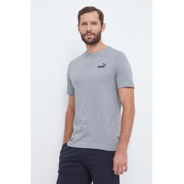 Puma tricou din bumbac bărbați, culoarea gri, uni 586668