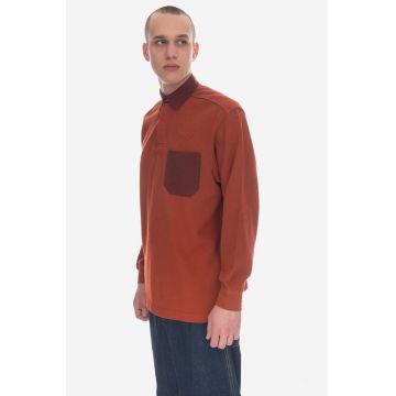 Wood Wood longsleeve din bumbac Brodie Rugby culoarea maro 12245403.2428-RUST