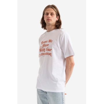 Wood Wood tricou din bumbac Bobby Leave Me Alone culoarea alb, cu imprimeu 50025702.2489-WHITE