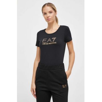 EA7 Emporio Armani tricou femei, culoarea negru