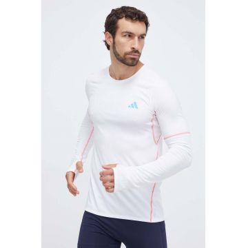 adidas Performance longsleeve pentru alergare Adizero culoarea alb, cu imprimeu