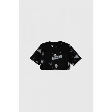 adidas tricou de bumbac pentru copii JG BLUV Q3 AOPT culoarea negru