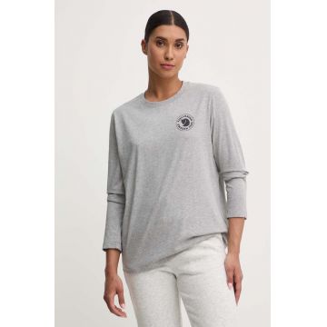 Fjallraven longsleeve din bumbac 1960 Logo culoarea gri