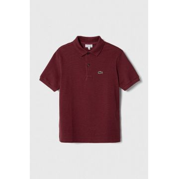 Lacoste tricouri polo din bumbac pentru copii culoarea bordo, neted