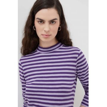 Marc O'Polo longsleeve din bumbac culoarea violet, cu turtleneck