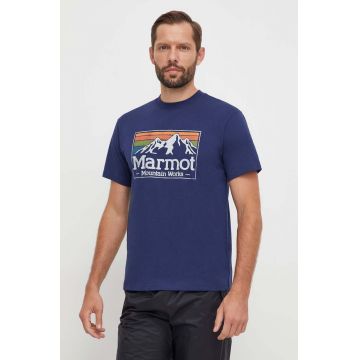 Marmot tricou sport MMW Gradient culoarea albastru marin, cu imprimeu