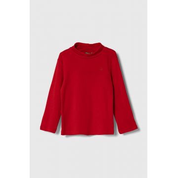 United Colors of Benetton longsleeve din bumbac pentru copii culoarea rosu, neted