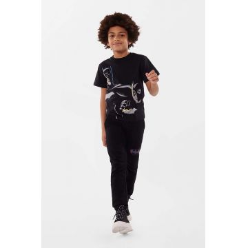 Dkny tricou de bumbac pentru copii culoarea negru, cu imprimeu