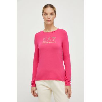 EA7 Emporio Armani longsleeve femei, culoarea roz