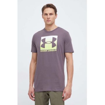 Under Armour tricou barbati, culoarea maro, cu imprimeu